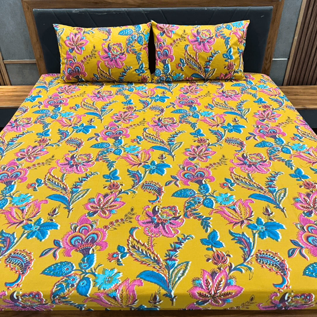 Pure Cotton Mustard BedSheet Set