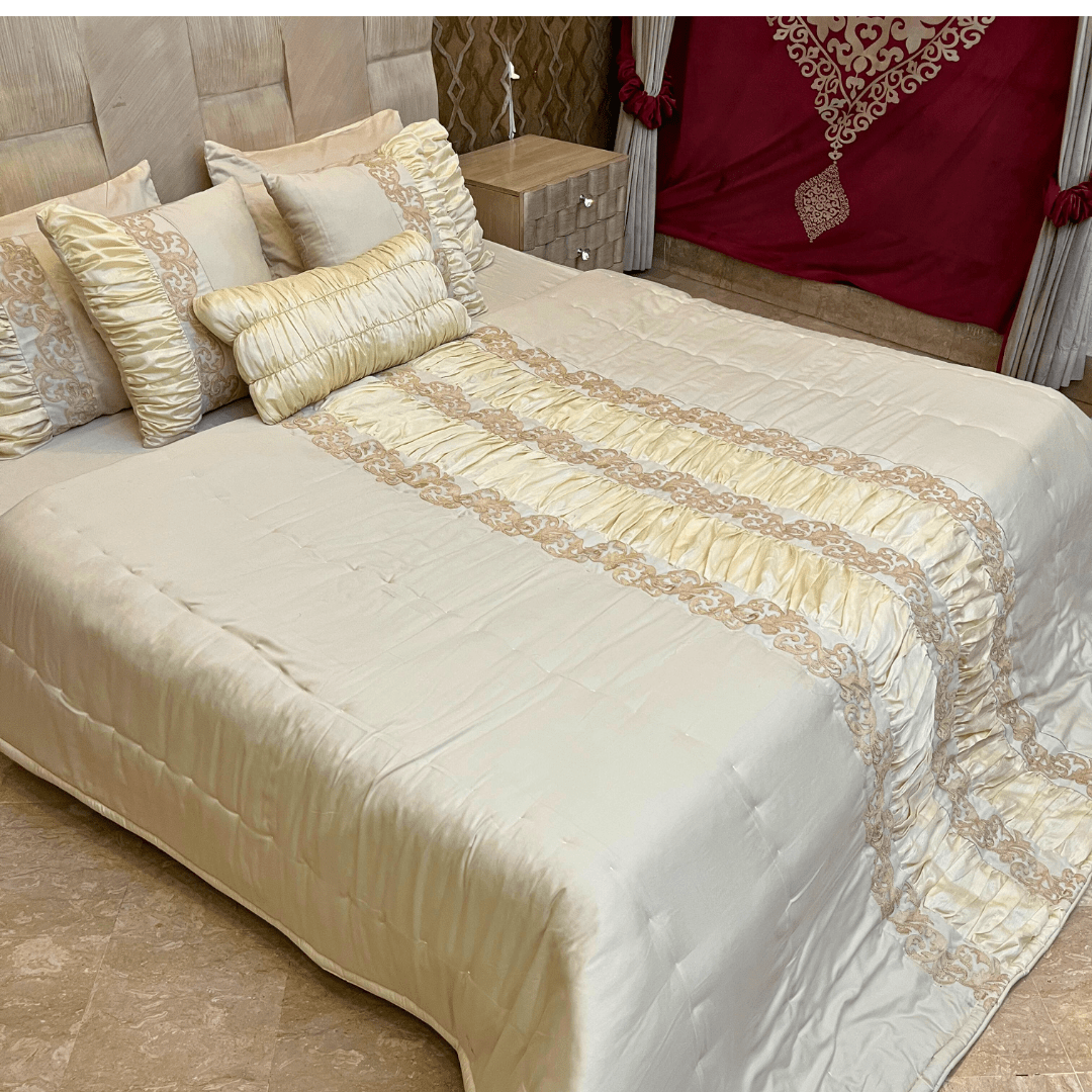 Beige Gold 7 Pcs Comforter Set