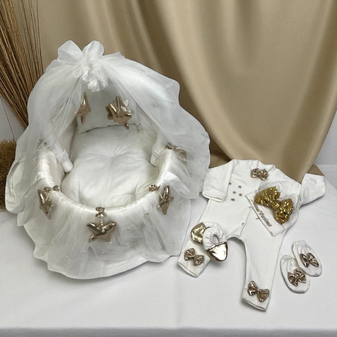 Baby Bassinet with Romper Set